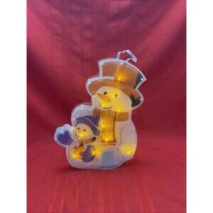 14" Light Up Plastic Snowmen Christmas Decorative Avon 2008